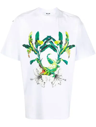 Msgm Graphic-print T-shirt In White