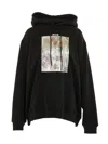 Msgm Graphic Printed Drawstring Hoodie In Black