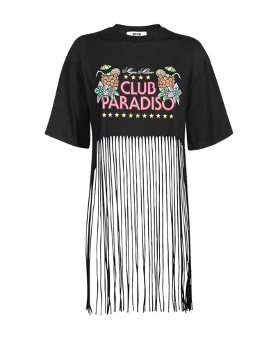 MSGM MSGM GRAPHIC-PRINTED FRAYED CREWNECK T-SHIRT