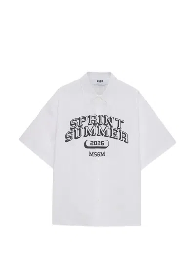 Msgm Graphic Shirt In White