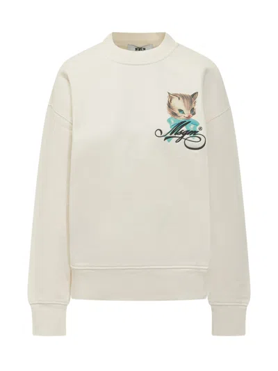 Msgm Graphic Sweatshirt With Stamped Design In Neutral