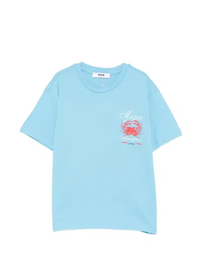 Msgm Graphic T-shirt In Blue