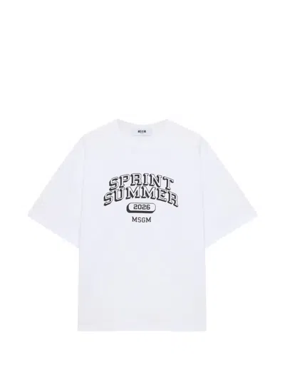 Msgm Graphic T-shirt In White