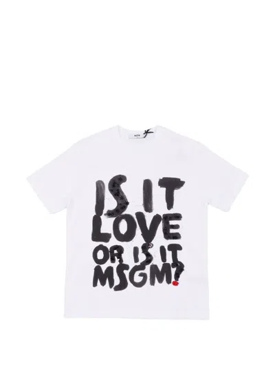 Msgm Kids' Graphic T-shirt In White