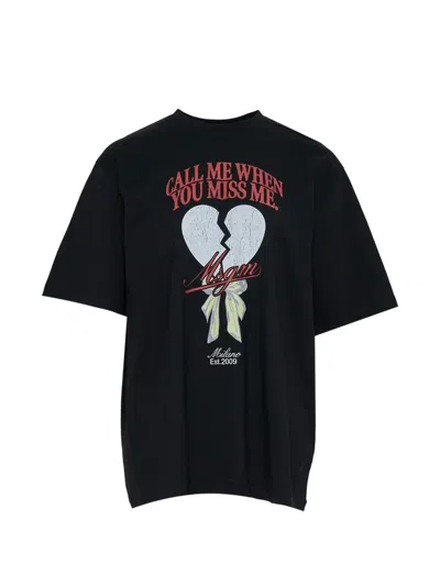 Msgm Graphic-print Cotton T-shirt In Black