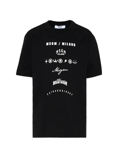 Msgm Kids' Graphic-print T-shirt In Black