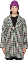 Msgm Houndstooth-pattern Single-breasted Coat In 94 Grey
