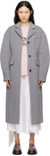 Msgm Notched-lapel Button-fastening Coat In 97 Grey Melange