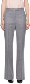 Msgm Gray Eyelet Trousers In 97 Grey Melange
