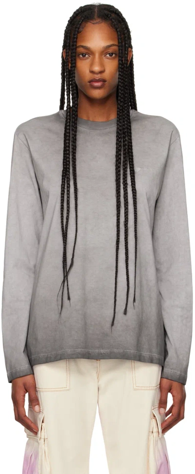 Msgm Gray Faded Long Sleeve T-shirt In 98 Grey