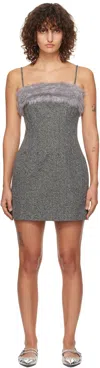 Msgm Gray Fleece Trim Minidress In 99 Black