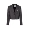 Msgm Gray Jacket For Girl With White Logo In Grey