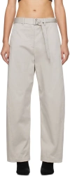 Msgm Belted Tapered Cotton Trousers In 94 Light Grey
