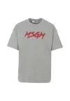 Msgm Logo-print Cotton T-shirt In Gray