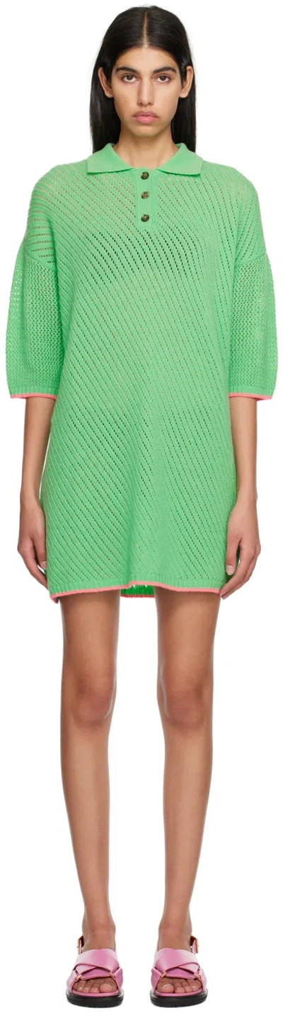 Msgm Green Button Minidress In 34 Mint