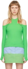 Msgm Green Cutout Long Sleeve T-shirt In 36 Green