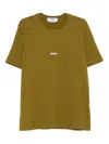 Msgm Cotton T-shirt With Front Printed Logo In Green