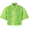 MSGM GREEN SHIRT FOR GIRL WITH LOGO