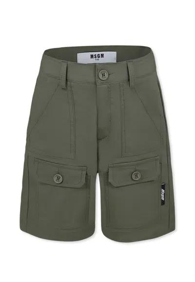 Msgm Kids' Green Shorts For Boy