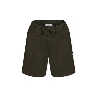 Msgm Kids' Green Shorts For Boy With Logo