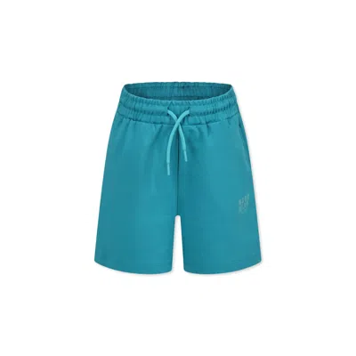 MSGM GREEN SHORTS FOR KIDS WITH LOGO