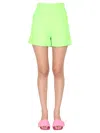 Msgm Green Solid Shorts In Green
