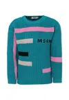 Msgm Green Sweater For Girl With Logo In Green