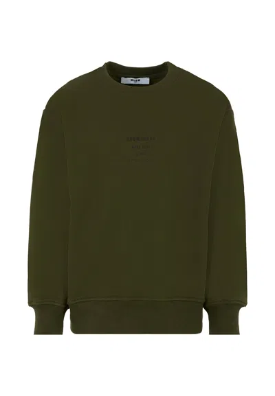 MSGM GREEN SWEATSHIRT FOR BOY WITH LOGO