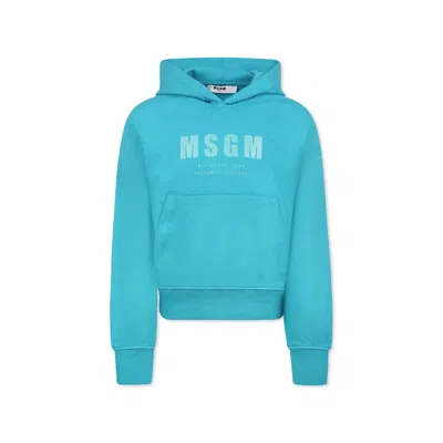Msgm Green Sweatshirt For Kids With Logo