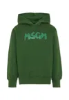 Msgm Green Sweatshirt For Kids With Logo In Green