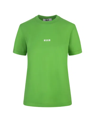 Msgm Green T-shirt With Micro Logo