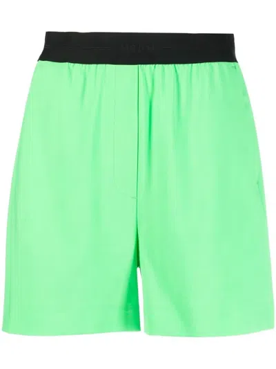 Msgm Green Wool Bermuda
