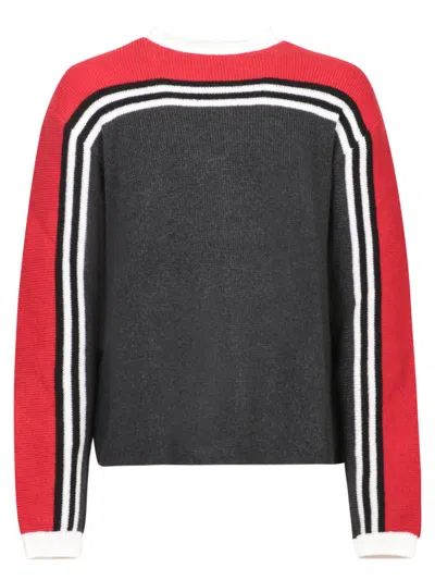 MSGM GREY AND RED SWEATER