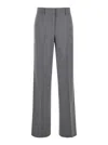 Msgm Shiny Pinstriped Wide-leg Trousers In Grey