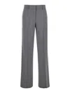 Msgm Shiny Pinstriped Wide-leg Trousers In Grey