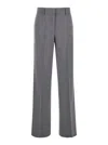Msgm Grey Belt Loops Pants In Stretch Wool Woman In Grey