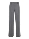Msgm Grey Belt Loops Pants In Stretch Wool Woman In Grey