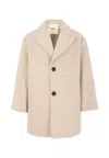 Msgm Grey Coat For Kids With Patch In Brown