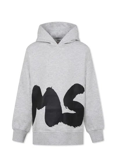 MSGM GREY DRESS FOR GIRL WITH LOGO