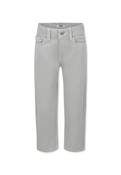 Msgm Kids' Grey Jeans For Girl With Logo In Gray
