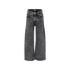 Msgm Grey Jeans For Girl With Rhinestones In Grey