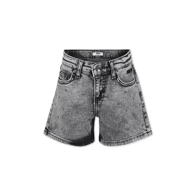 Msgm Kids' Grey Shorts For Girl With Logo