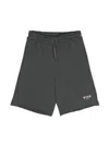 Msgm Distressed Finish Cotton Shorts In Grey