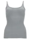 Msgm Grey Solid Scoop Neck Top In Grey