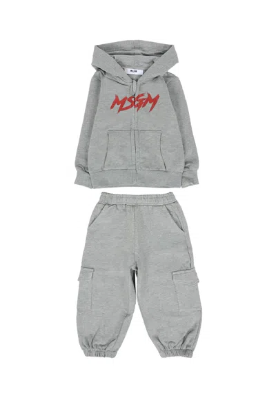 MSGM GREY SUIT FOR BABY BOY WITH LOGO