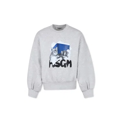 Msgm Kids' Grey Sweatshirt For Girl With Logo