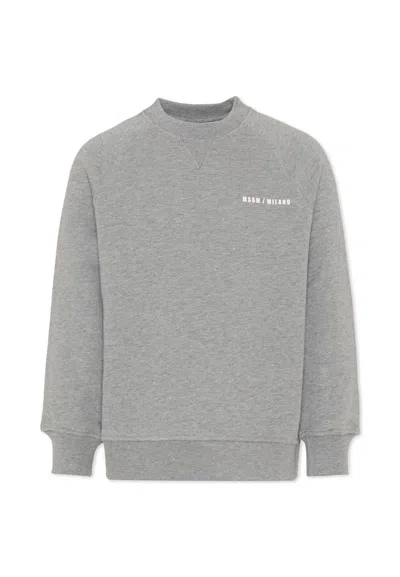 MSGM GREY SWEATSHIRT FOR GIRL WITH LOGO