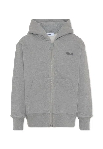 Msgm Grey Sweatshirt For Kids With Logo In Gray