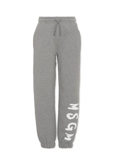 MSGM GREY TROUSERS FOR KIDS WITH LOGO