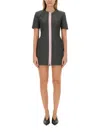 MSGM GREY VIRGIN WOOL DRESS WITH CONTRASTING FRONT ZIPPER